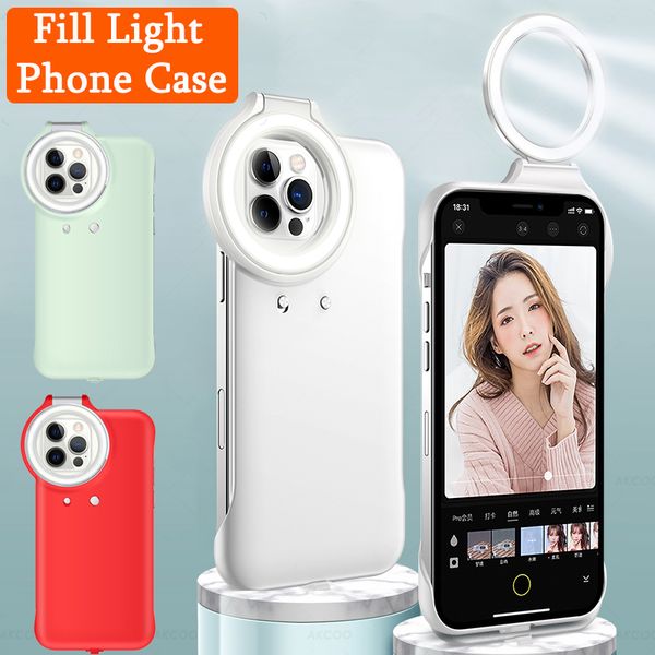 

selfie light portable mobile phone case for iphone 12pro max flash led ring fill light back cover for iphone 12/12 pro new case