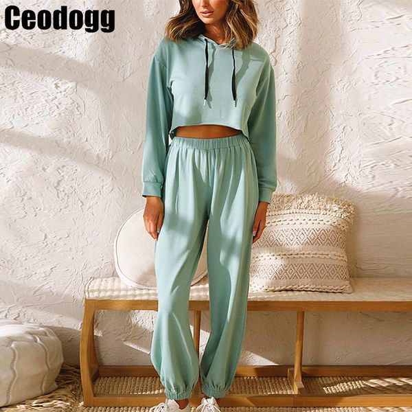 

yoga outfits autumn warm women two piece sports running set and pants cropped hooded hoodies jogger solid casual ladies tracksuits, White;red