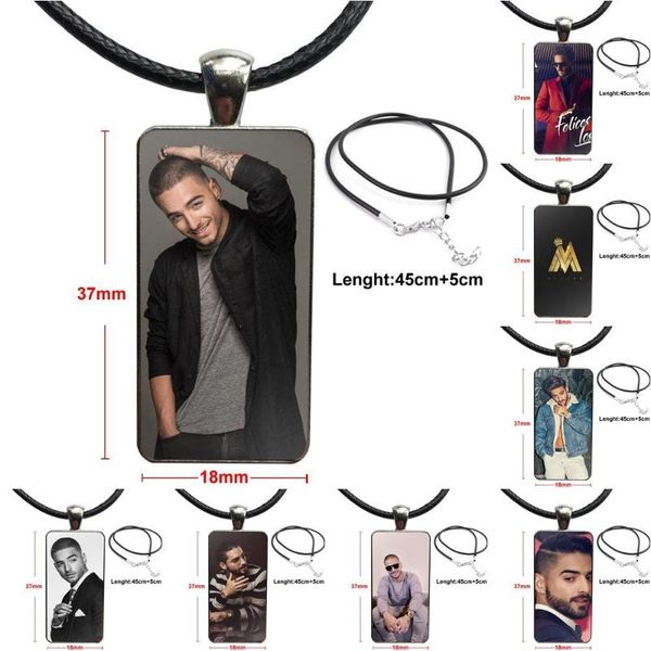 

pendant necklaces for women kids fashion glass cabochon rectangle necklace choker jewelry pupular singer maluma pattern, Silver