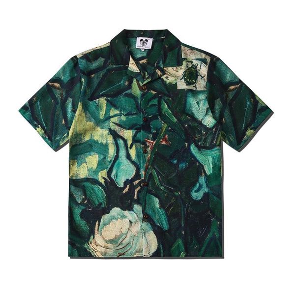 

men's casual shirts hawaiian shirt short sleeve green beach for men, White;black