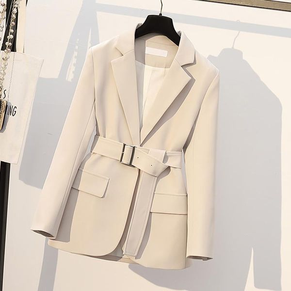 

women's suits & blazers [ewq] korea chic office jacket fashion suit coat with belt single button long sleeve spring autumn blazer femal, White;black