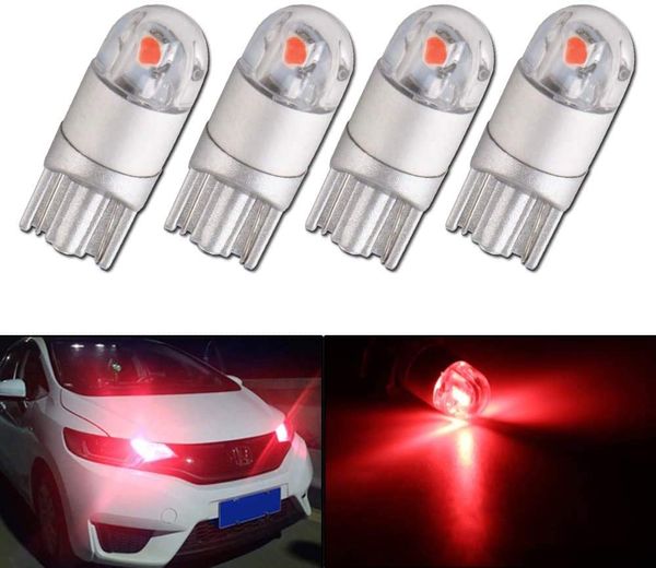 100 pezzi rosso T10 12V 168 194 192 2825 W5W 3030 2SMD LED lampadine per auto con cuneo per indicatori di larghezza luci targa