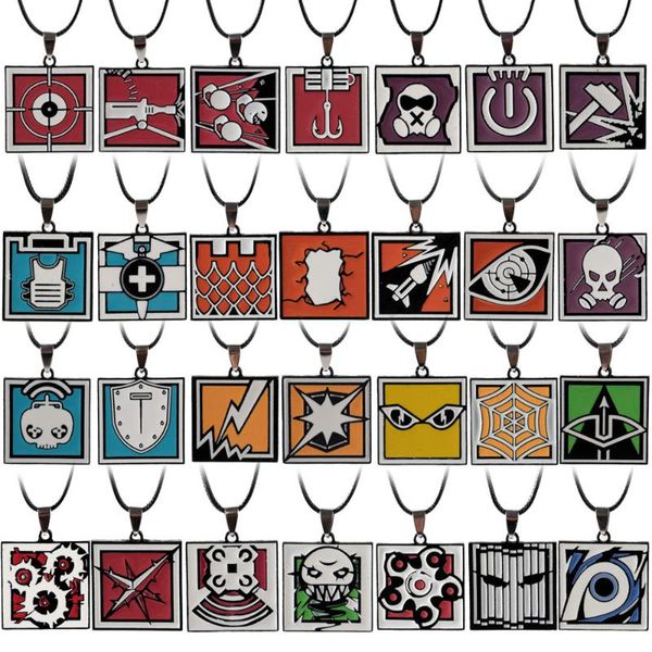 

keychains rainbow 6 siege enamel pendant necklace for men tachanka echo kapkan lesion smoke sledge hibana model collect jewelry, Silver