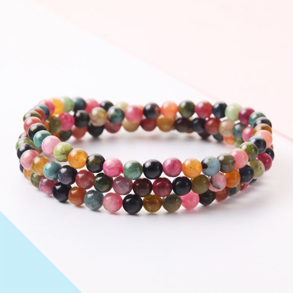 

4-4.5mm watermelon tourmaline bracelet gem bracelet lady gem bracelet, Black