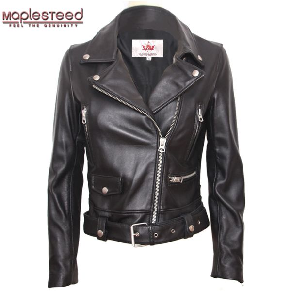 Maplesteed Natural Sheepskin Genuíno Jaqueta de Couro Mulheres Marca Slim Feminino Real Lambskin Outerwear Ladies Roupas M125