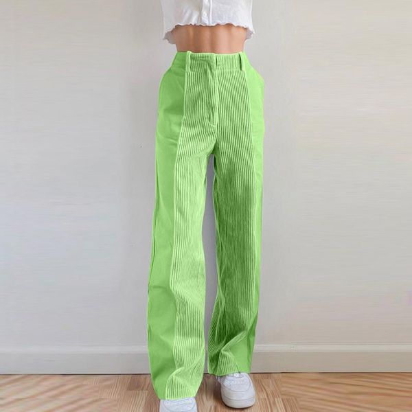 

women's pants & capris denim medium waist solid color pocket pleated corduroy loose contrast casual straight, Black;white