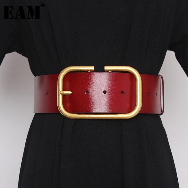 

belts [eam] pu leather big buckle split joint long wide belt personality women fashion tide all-match spring autumn 2021 1z948, Black;brown