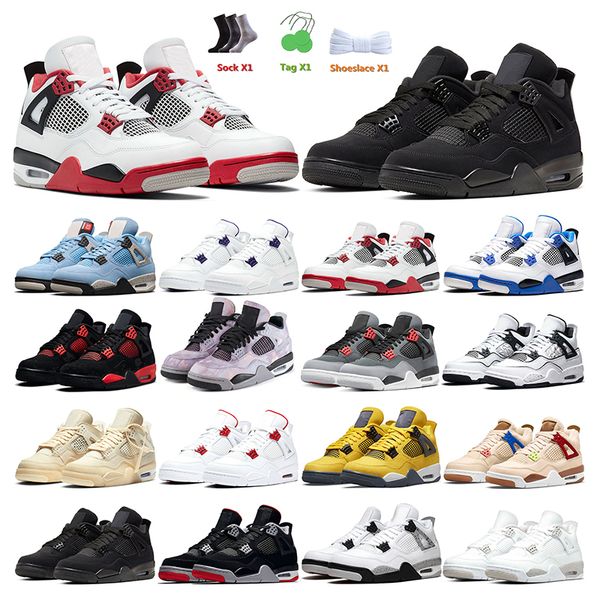 

men basketball shoes 4s black cat sail university blue red thunder purple metallic white oreo bred zen master sports sneakers mens trainers