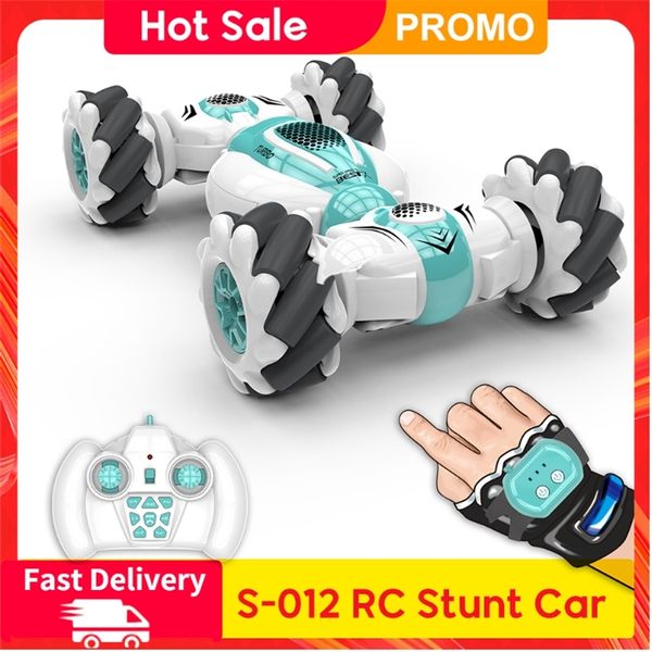 S-012 RC Conluio Carro Remoto Controle Relógio Gesto Sensor Elétrico Brinquedo Drift 2.4GHz Presente de Rotação 4WD para Crianças Meninos Aniversário 220315