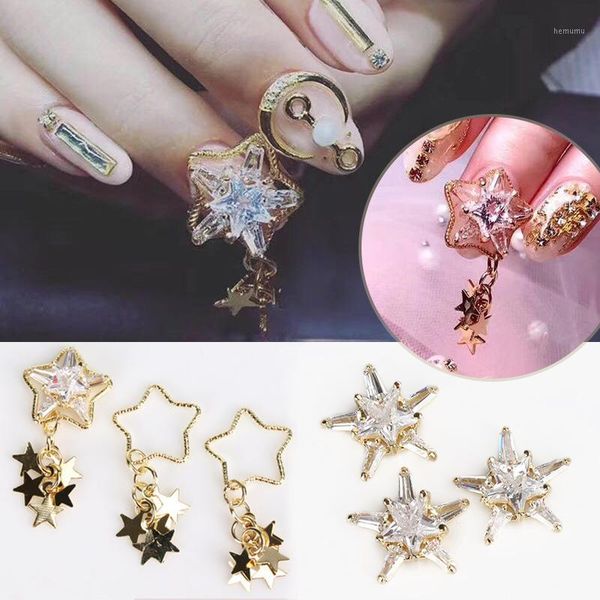 

10pcs super shiny star gold 3d nail art decorations glitter manicure studs charm jewelry accessories 2021 fashion girl 1, Silver;gold