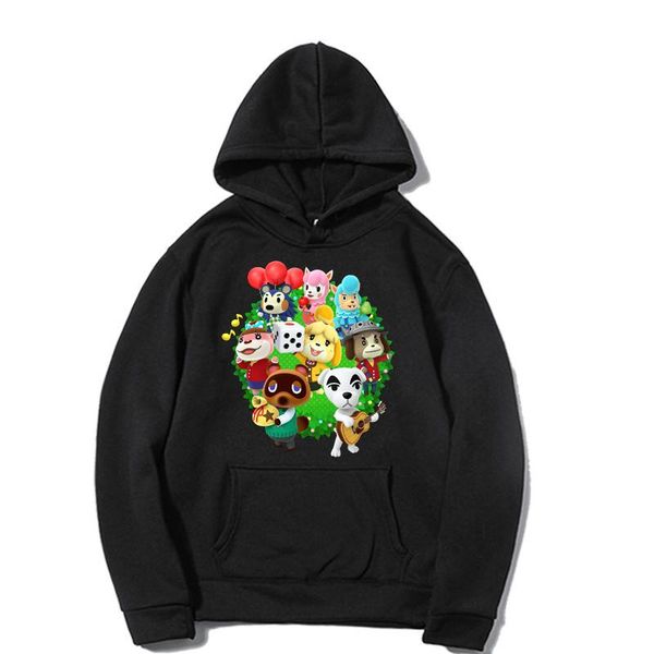 

men's hoodies & sweatshirts fashion hoody animal crossing crewneck pullovers cute clothing, Black