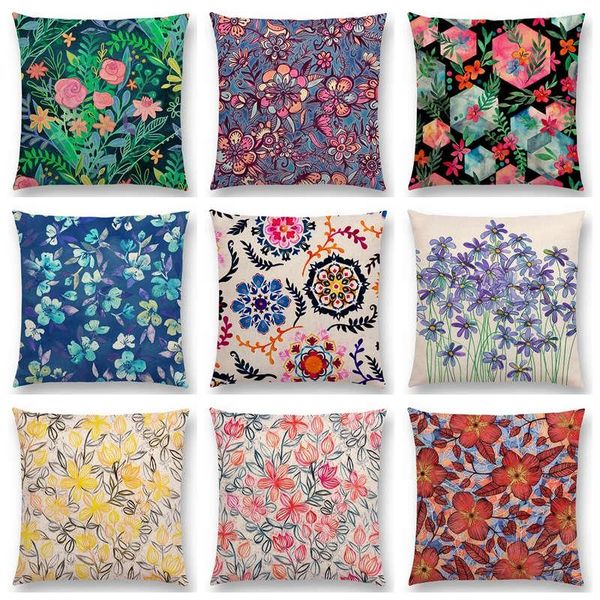 

cushion/decorative pillow beautiful floral paints colourful leaves lovely flowers gorgeous blossom pattern cushion home decor sofa throw