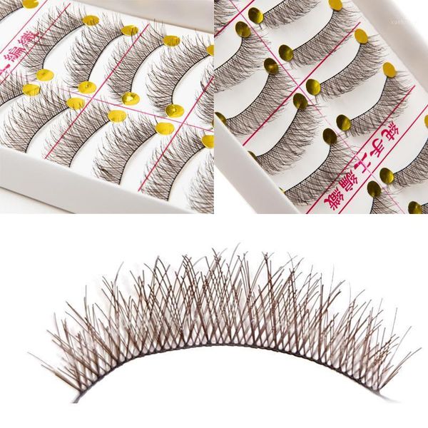

pairs makeup brown color false eyelashes cross natural look nude make up fake eye lashes eyelash extension1