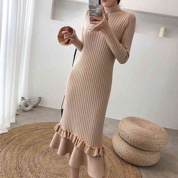 

winter sweaters dressed clothing long sleeves mesh women's turtleneck elegant bodycon leotard plied dress in knitted or 58w1, Black;gray
