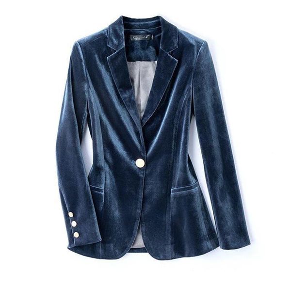 

women's suits & blazers black gold velvet suit jacket women 2021 spring autumn female elegant temperament slim outwear plus size lady b, White;black