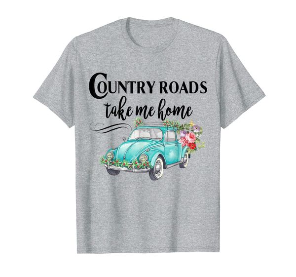 

country roads take me home retro funny farmer t-shirt gift, White;black