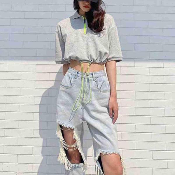 

women's jeans women ripped streetwear high waist hollow out pants large boyfriend jean straight-leg trousers size s1f8, Blue