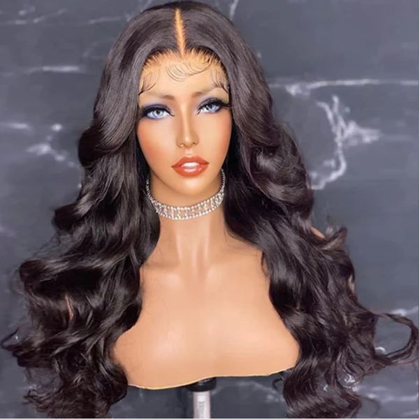 

lx brand black body wavy lace wigs heat resistant synthetic hair glueless wig fiber hair for black women middle part black wigfactory direct
