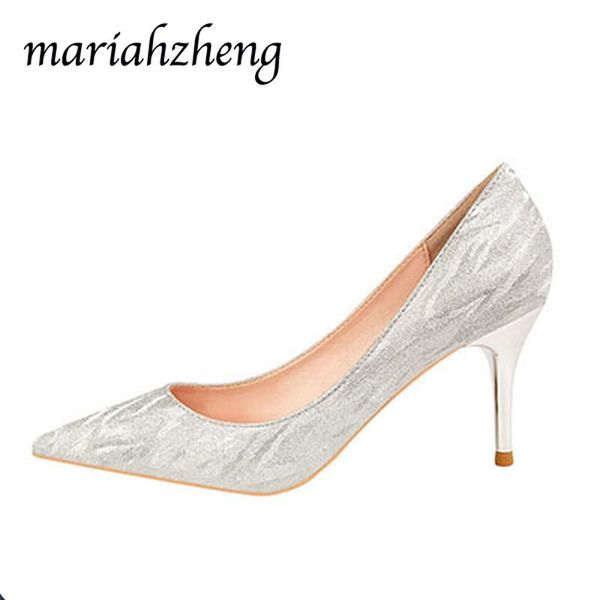 

dress shoes mariahzheng 7cm high heels fine with shallow mouth pointed sequins nightclub women wedding zwm, Black
