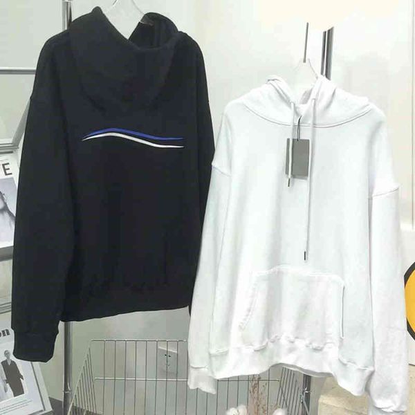 

2022 factory wholesale new model [jimo sweater]spring 22 couple simple wave letter printed casual loose hoodie, Black