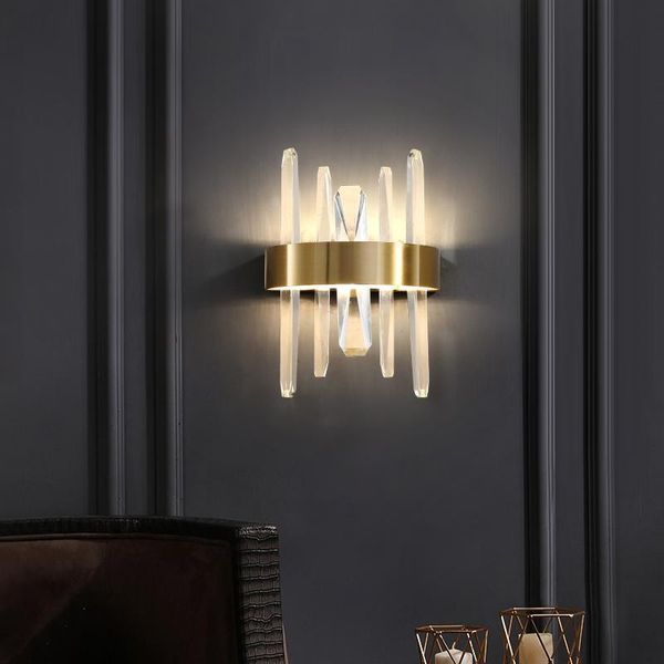 

manggic modern luxury crystal wall light fixture bedroom gold lamps bathroom led sconce lamp
