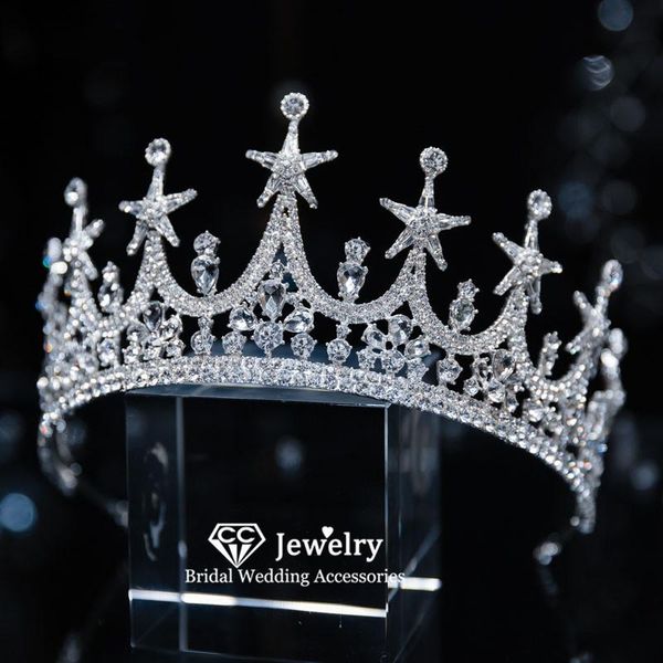 

hair clips & barrettes women crown wedding accessories engagement jewelry bridal crowns star shape hairband crystal headpiece diadems gif, Golden;silver