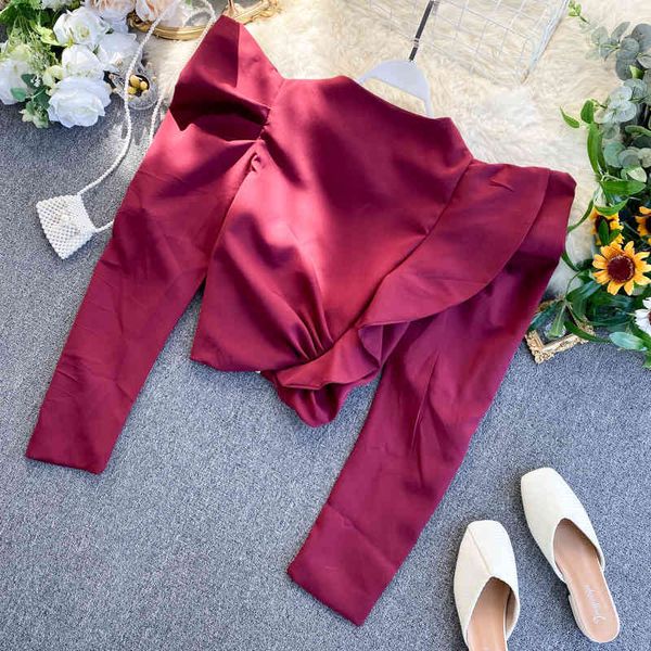 

shirt 2021 fashion sleeve women's plied cobbler chic puff blouse, White