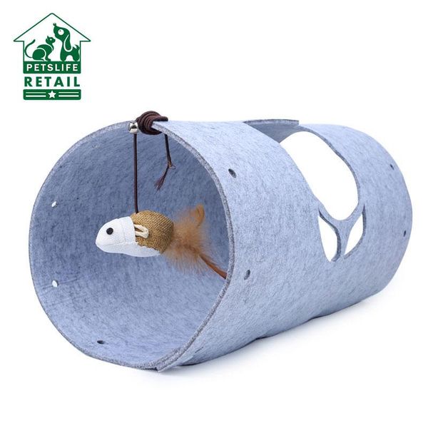 

cat toys felt pet dog toy funny collapsible kitten tunnel puppy play tubes diy playground tube with mouse hanging