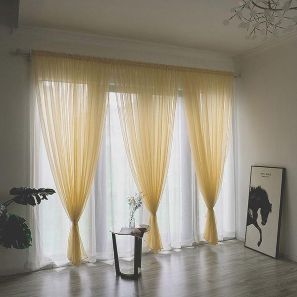 

curtain & drapes window solid color tulle door drape living room valances micro-transparent light-weight gauze household supplies