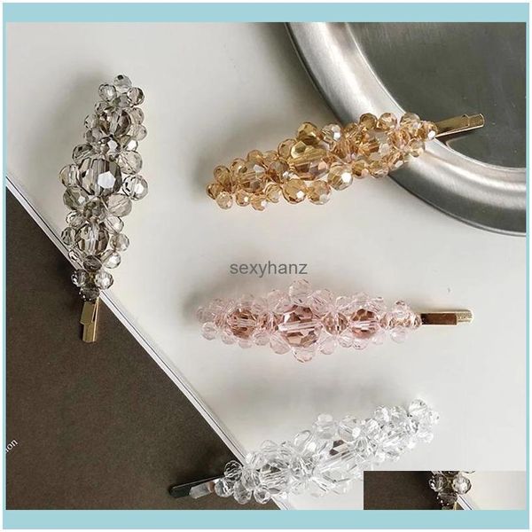 

clips & barrettes jewelry crystal pearl flower side fashion hair aessories female alloy transparent hairpin wild boutique headwear clip drop, Golden;silver