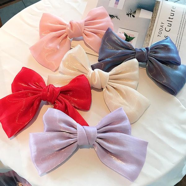 

korean organza satin bow hairpin spring clip hair accessories cute for girls