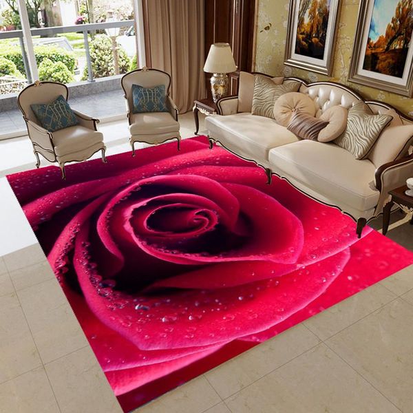 

carpets red rose flower pattern carpet 3d printing valentine's day wedding decor for rug bedroom area home room living mat floor