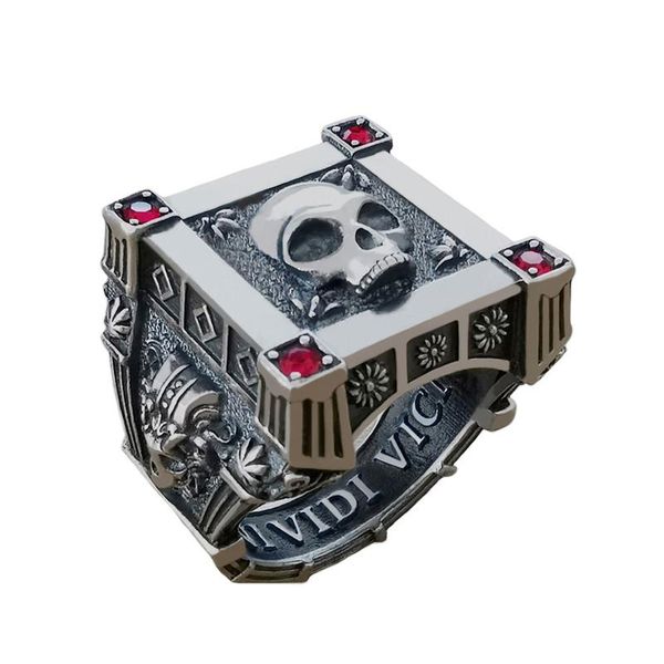 

cluster rings men's fashion punk skull ring biker jewelry gift, Golden;silver