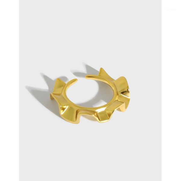 

cluster rings shanice s925 sterling silver open ring niche design, minimalist all-matched irregular wave pattern women jewelry cocktail, Golden;silver