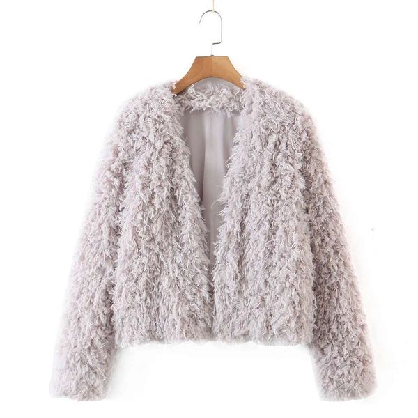 

autumn women's fashion wool splicing loose casual coat top, Black;brown