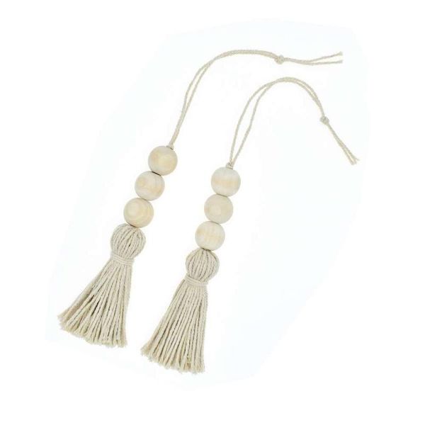 

pcs handmade cotton rope tassel wooden beads closet door handle decoration home indoor hanging decor wedding party ornaments decorative obje