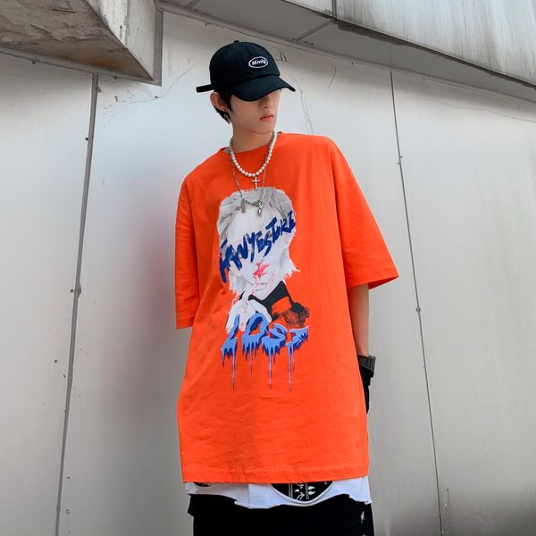 

2021 mend t shirt summer style street trend printing with letters tees short sleeve casual shirts asian size m-2xl 4, White;black