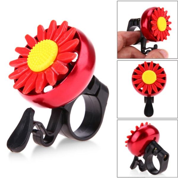 

bike horns bicycle bell flower ring horn bells handlebar ultra-loud crisp alarm metal useful safety red