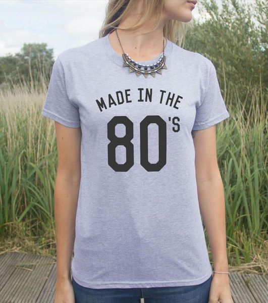 

made in the 80s mens t shirts and womens letters print women cotton funny for lady black white gray top, White;black