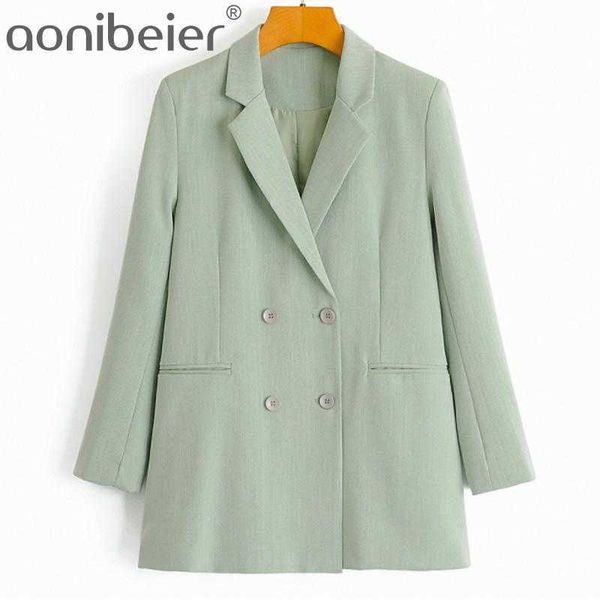 

aonibeier za bule womens blazer jacket traf double breasted jacket coat office lady blazer suits female sets vintage fall 210929, White