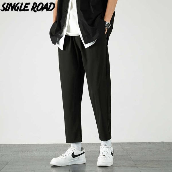 Single Road Mens Joggers Uomo Summer Solid Plain Pants Pantaloni streetwear giapponesi dritti Pantaloni casual neri per uomo 210930