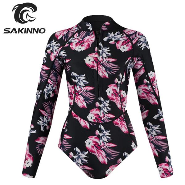 

swim wear 2021 women one piece warm neoprene wetsuit cold proof and sunscreen surfing snorkeling diving fashion printed