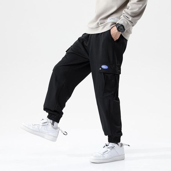 

men's pants men sports casual autumn and winter solid color trousers s-5xl loose pantalones de hombre, Black