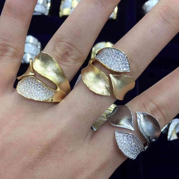 

missvikki luxury trendy vintage golden rings leaf shape saudi arabic dubai ring aretes de mujer modernos 2021, Silver