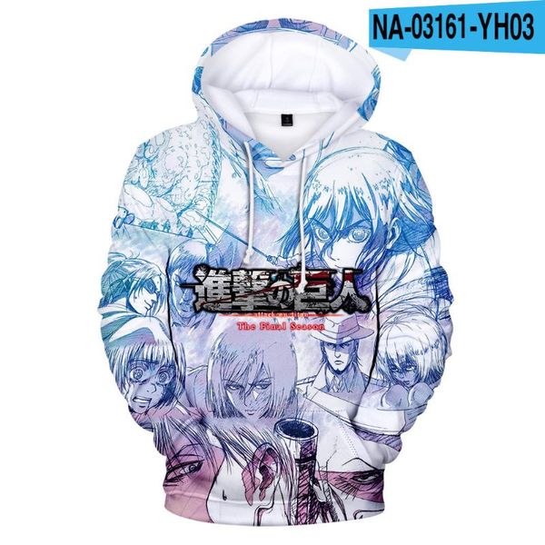 

women's hoodies & sweatshirts 2021 fashion men's attack on titan 3d harajuku anime kids hoodie, Black
