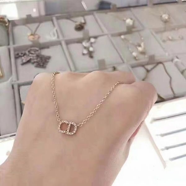 

75% off outlet online cd pearl necklace women's clavicle chain letter full niche design feeling net red 2021 new fashion pure silver