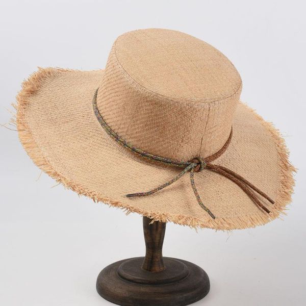 

wide brim hats vacation beach accessories for women sumer fashion sun ladies cap glass straw bucket raffia hat 2021 outdoors, Blue;gray