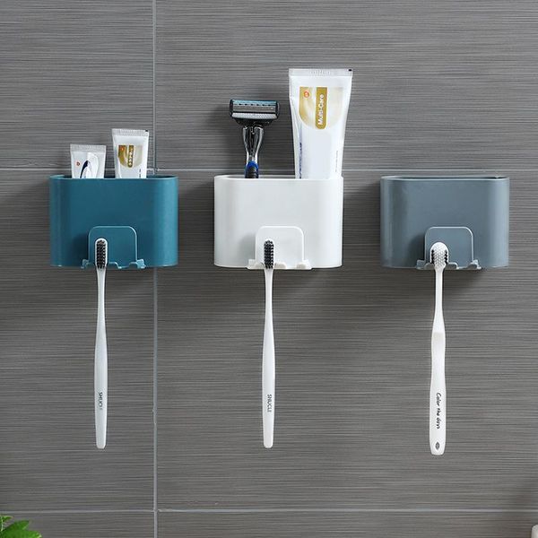 

toothbrush holders wall mounted holder punch-bathroom drain basket organizer tools accessories