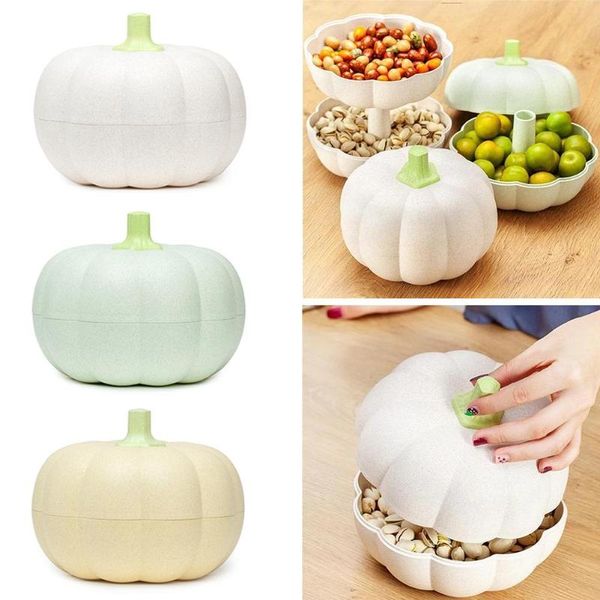 

kitchen storage & organization 3 colors dried fruit box creative pumpkin shaped candy double-layer snack basket holder for party decoration