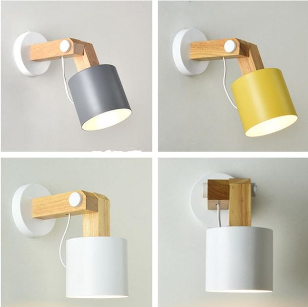 

wall lamps nordic indoor led light fixture modern adjustable angle bedside sconce wooden lamp living room decoration luminaire